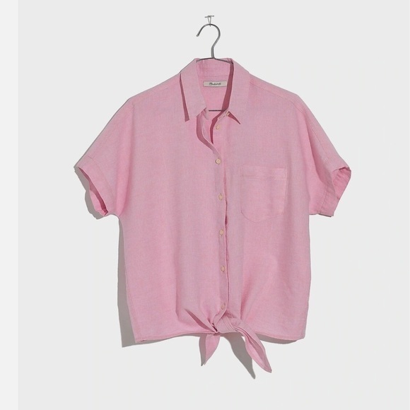 Madewell Other - Madewell Pink Button-Down Tie-Front Shirt